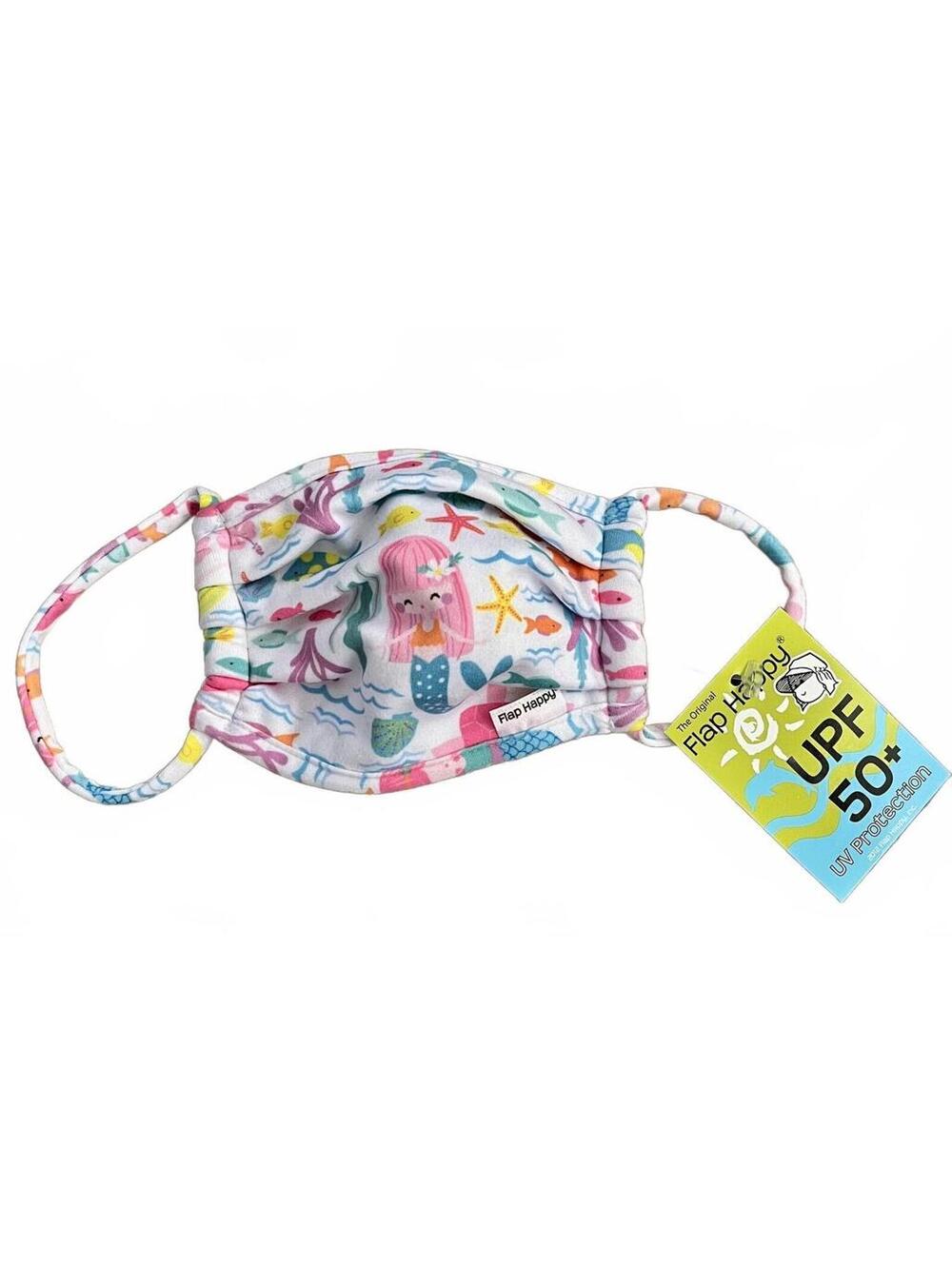 Flap Happy Kids' Mermaid Print Face Mask with UPF 50+ Protection
